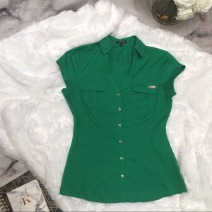 Express | XS Emerald Green Button Front Shirt